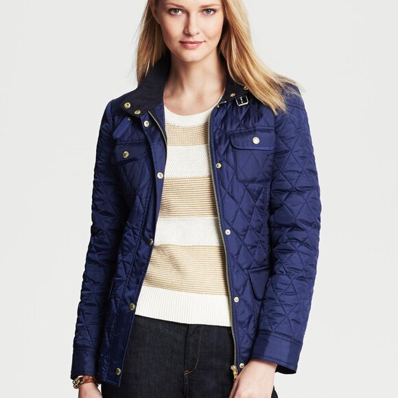 Banana Republic Blue Quilted Coat Size M - Picture 1 of 8